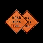 Roll Up Sign & Stand - 48 Inch Reflective Road Work 1 Mile Roll Up Traffic Sign